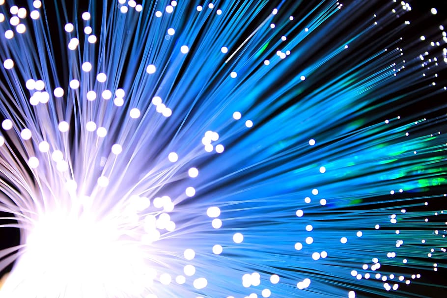 fotografía, azul, fibra óptica, lámpara, cable, red, tecnología, comunicación, velocidad, datos