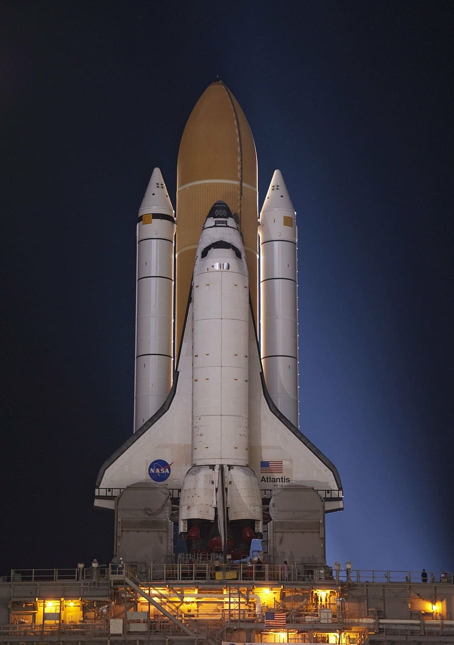 nasa spaceship, atlantis space shuttle, rollout, launch, pad, cape canaveral, florida, usa, rocket, booster
