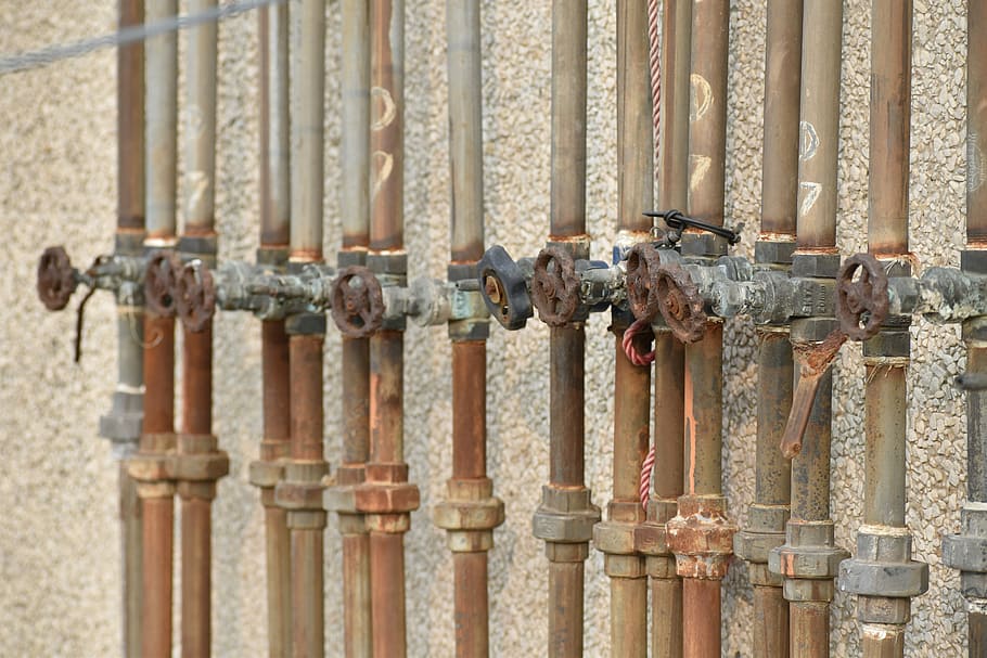 Water Pipes, Valves, Water Supply, tee connectors, history, architectural column, day, weapon, war, architecture
