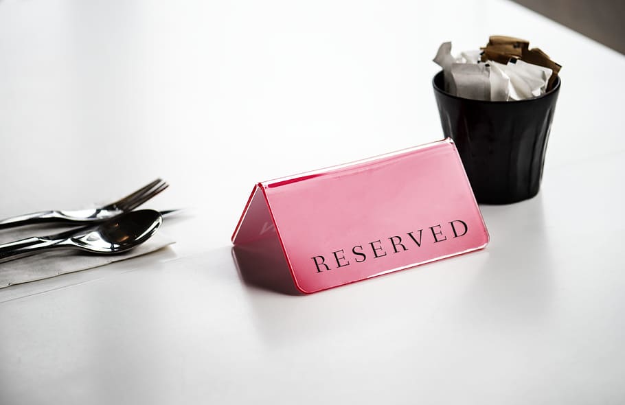pink, reserved, signage, table, catering, celebrate, dining, dining table, food, meal