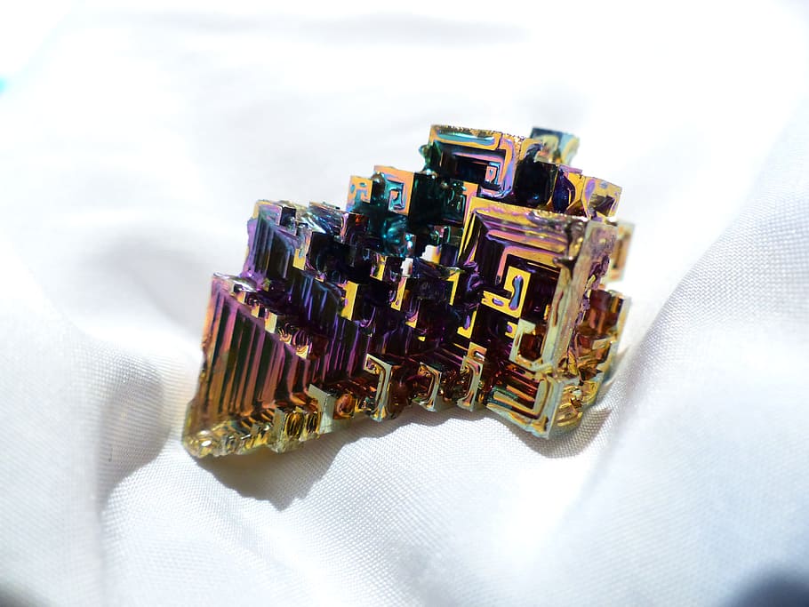 Glazed, Mineral, Iridescent, glazed includes, bismuth, bismuth crystal, bismuth crystal level, bred, aesthetic, staircase shaped