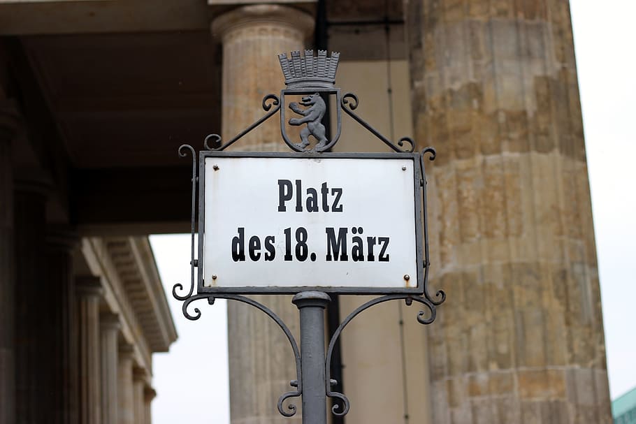 berlin, brandenburg gate, paris burst, germany, place of 18, march, 18, text, communication, western script