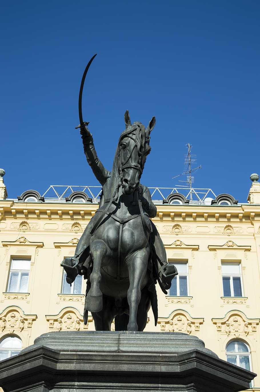 jelacic, square, zagreb, croatia, europe, old, horse, monument, statue, sculpture