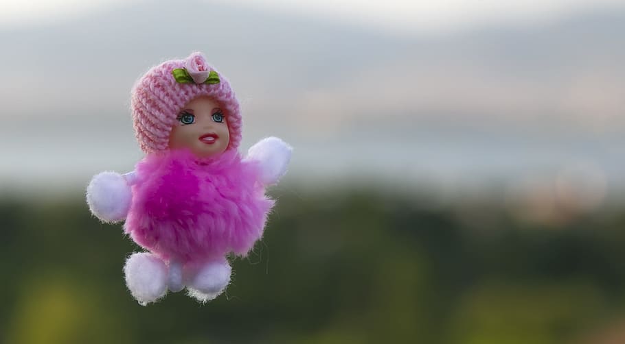 pink, white, doll, the postcard, gift, valentine, for you, toy, in background, bokeh