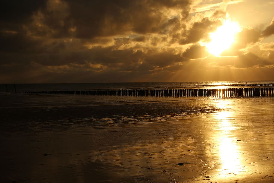 Di Laut, Pantai, sebagian besar pantai, abendstimmung, matahari terbenam, laut, alam, air, langit, senja