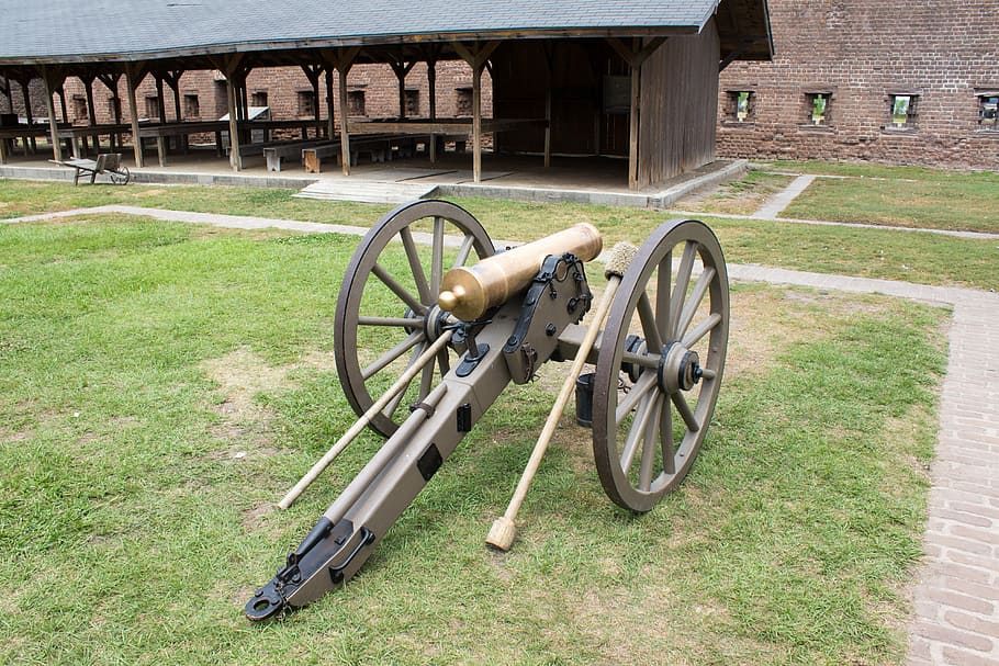 cañón confederado, confederado, cañón, Fort James Jackson, guerra civil, dirigido, antigüedades, armas, artillería, ataque