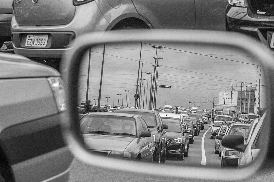Tráfego, Rent A Car, Estrada, retrovisor, vista traseira, espelho, reflexão, passeio, transporte, ninguém