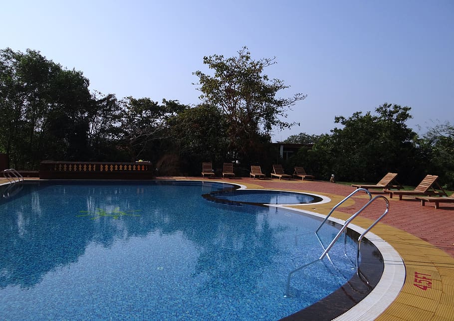 pool, swimming pool, water, blue, vacation, leisure, recreation, resort, gokarna, india