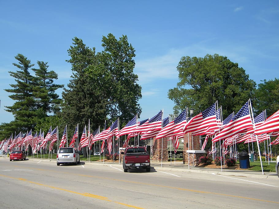 lote de bandera de EE. UU., militar, cuatro de julio, día del trabajo, patriótico, estadounidense, 4to, dom, ejército, nación