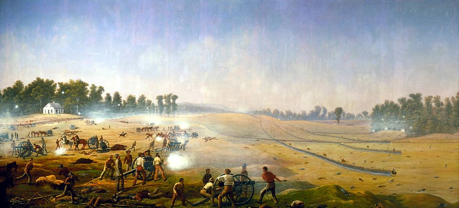 artillery hell, Artillery, Hell, Antietam Battlefield, Maryland, illustration, painting, public domain, United States, nature