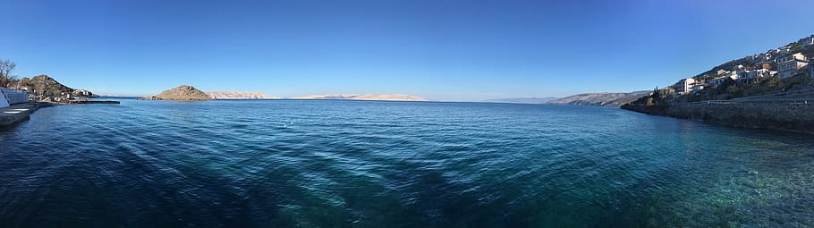 Croacia, Panorama, mar, agua, mar Adriático, centro de la ciudad, paisaje, puerto, cielo, Dalmacia