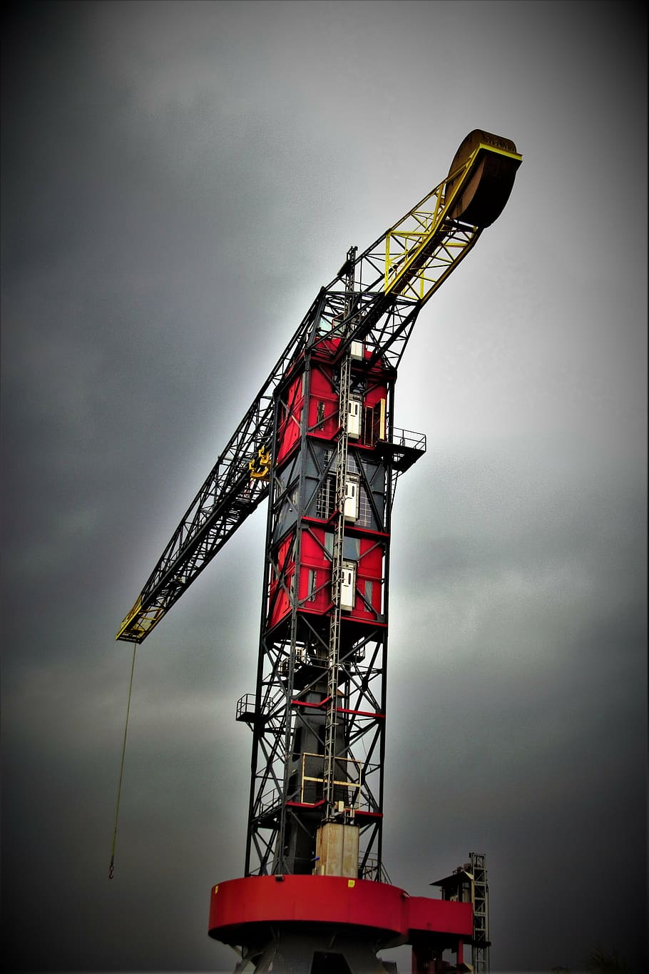 crane, industry, technology, harbour crane, industrial area, load crane, port, sky, cloud - sky, low angle view