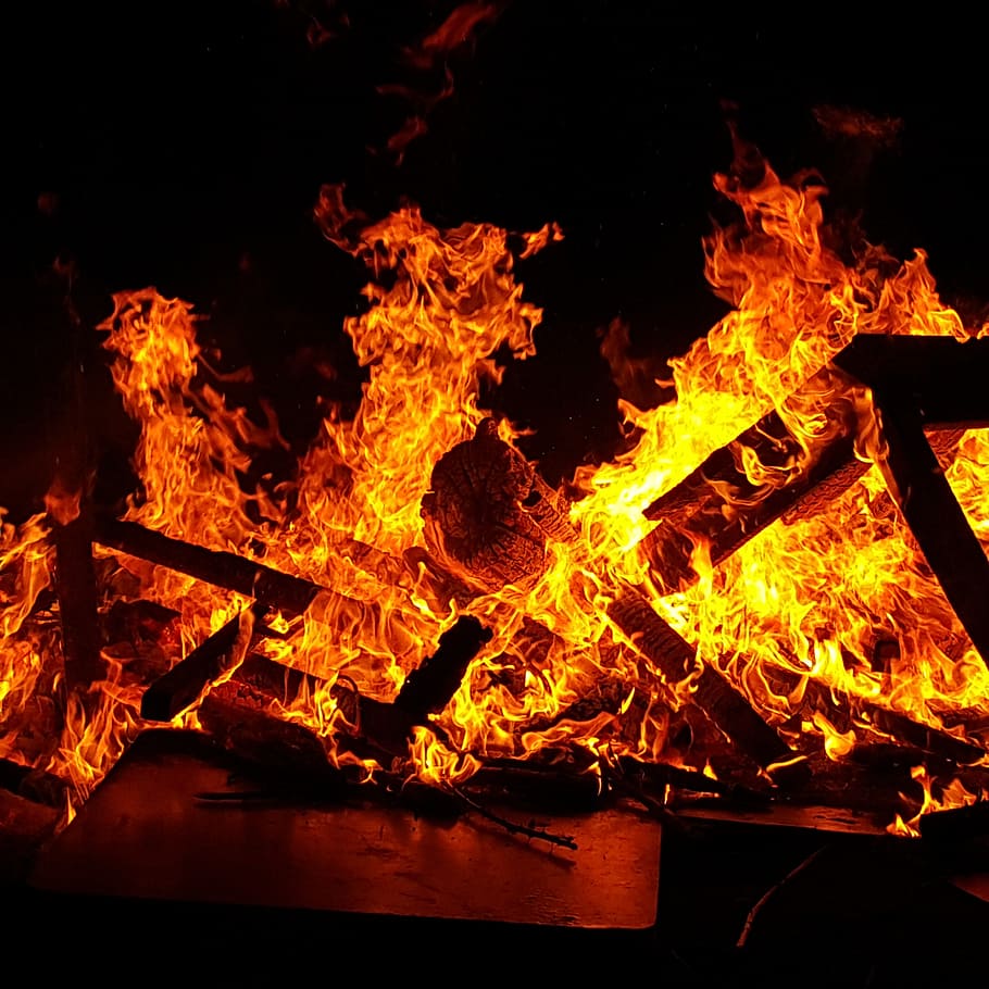 焦げた木, たき火, 火, 残り火, 火傷, 炎, キャンプファイヤー, サンフアン, 燃焼, 熱-温度