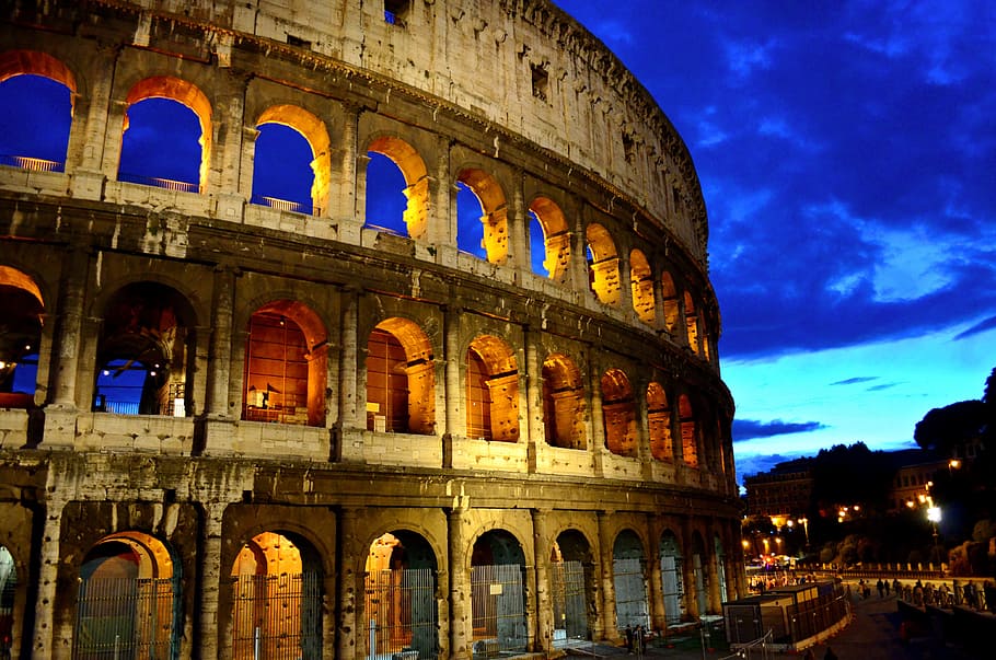 madrugada, Roma, Coliseu, Itália, Capital, Roma antiga, antiga, monumento, cultura, turista