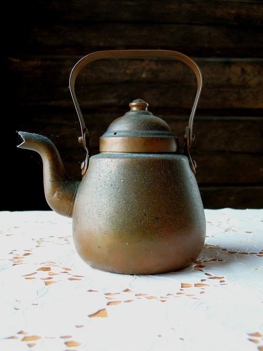 coffee, coffeepot, old, retro, the dish, kitchen, home, pot, brown, teapot