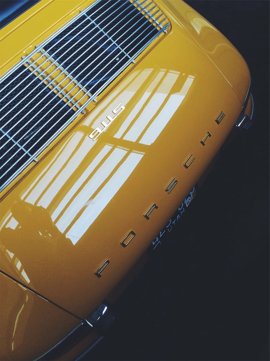 mobil kuning porsche, kuning, Porsche, 911, mobil, kecepatan, cepat, turbo, otomotif, panel surya