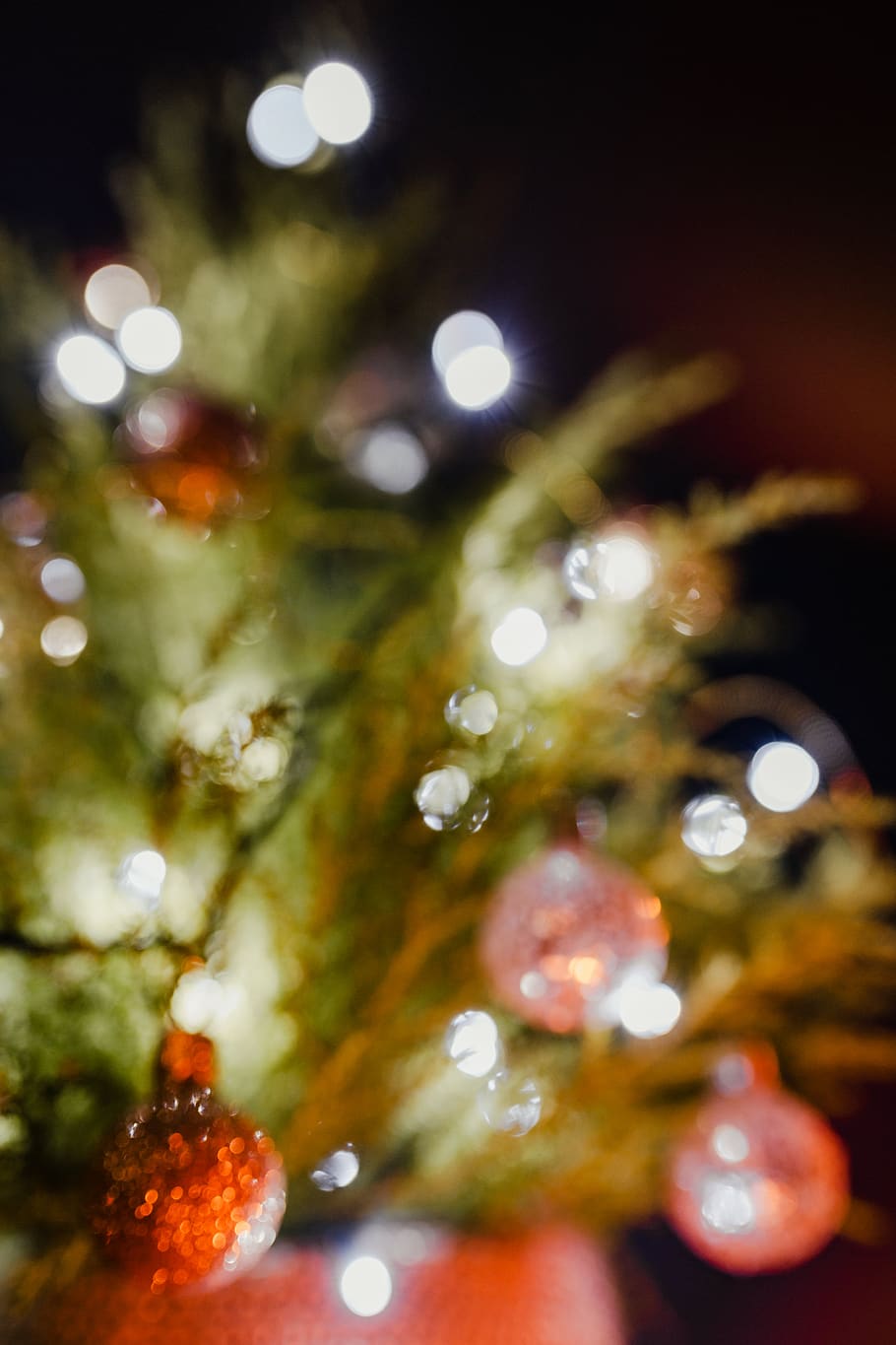 árvore de natal desfocada, árvore de natal, desfocada, luzes, luzes de natal, cópia espaço, Natal, árvore, marinho, azul