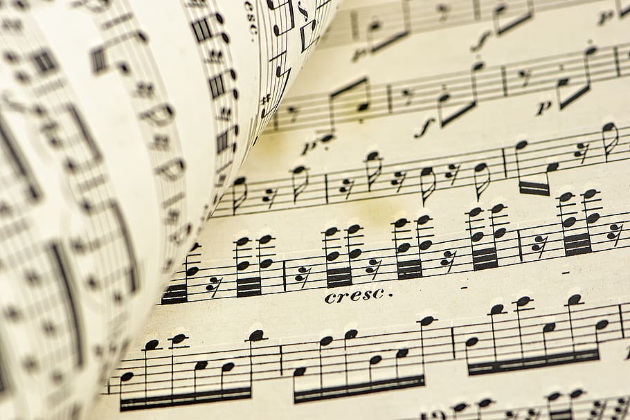 music, sheet music, piano, melody, paper, texture, old, vintage, sound, pattern