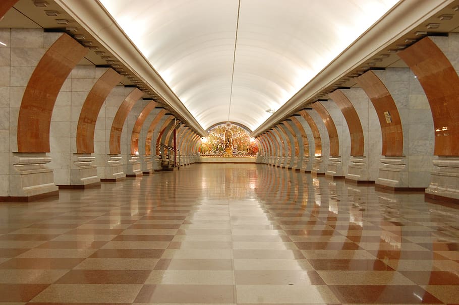 metro, moskow, rusia, bawah tanah, gremlin, Arsitektur, jalan ke depan, lantai, diterangi, struktur yang dibangun