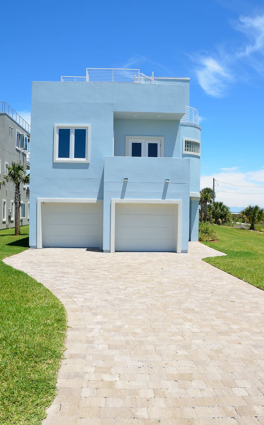 blue concrete house, Florida, Beach, Home, House, new, florida beach home, house, architecture, exterior, sky