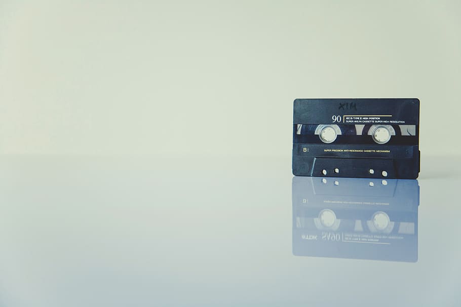 tape, music, record, sounds, cassette, vintage, reflection, copy space, indoors, technology