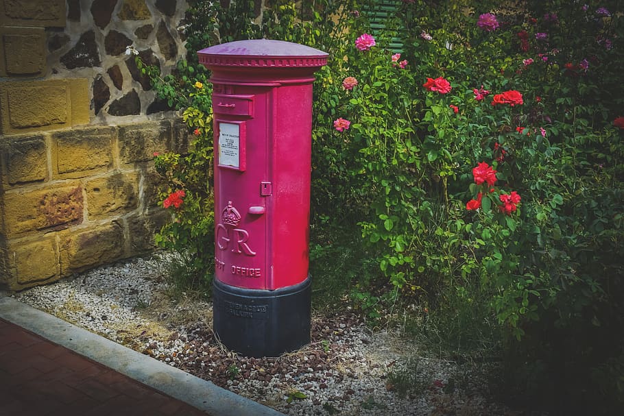 post box, vintage, mailbox, mail, old, antique, retro, nostalgia, letterbox, plant