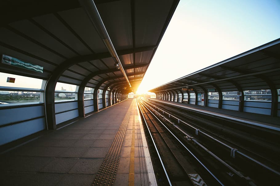 empty, railway, sunrise, train, track, sunset, subway, travel, transport, tracks