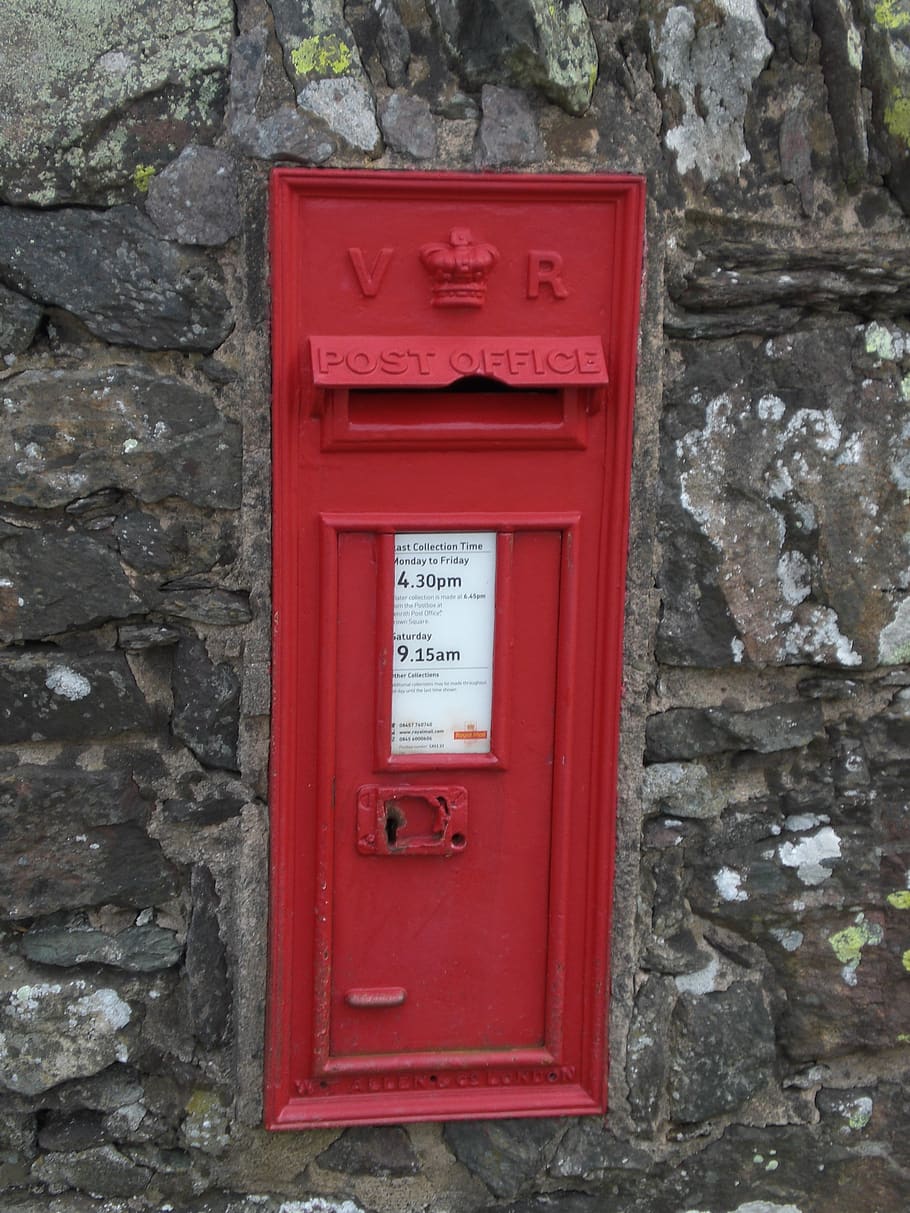 postbox, stone, wall, box, post, mailbox, letter, mail, letterbox, old