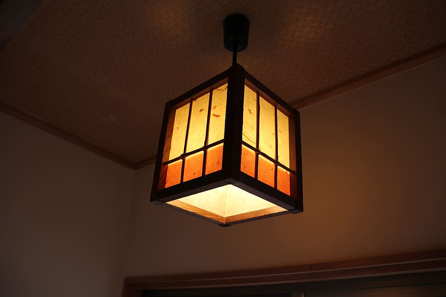 japanese style, lighting, inn, light, lighting equipment, illuminated, window, low angle view, indoors, architecture