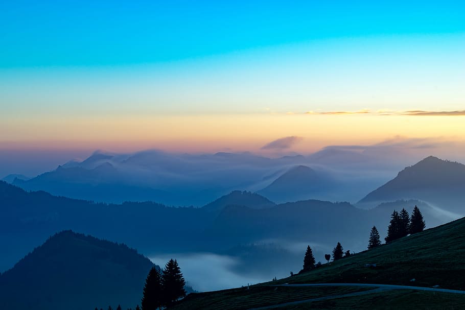 padang rumput hijau, jerman, bavaria, alpine, jerman selatan, alam, gunung, pemandangan jauh, pemandangan, kaki bukit pegunungan Alpen