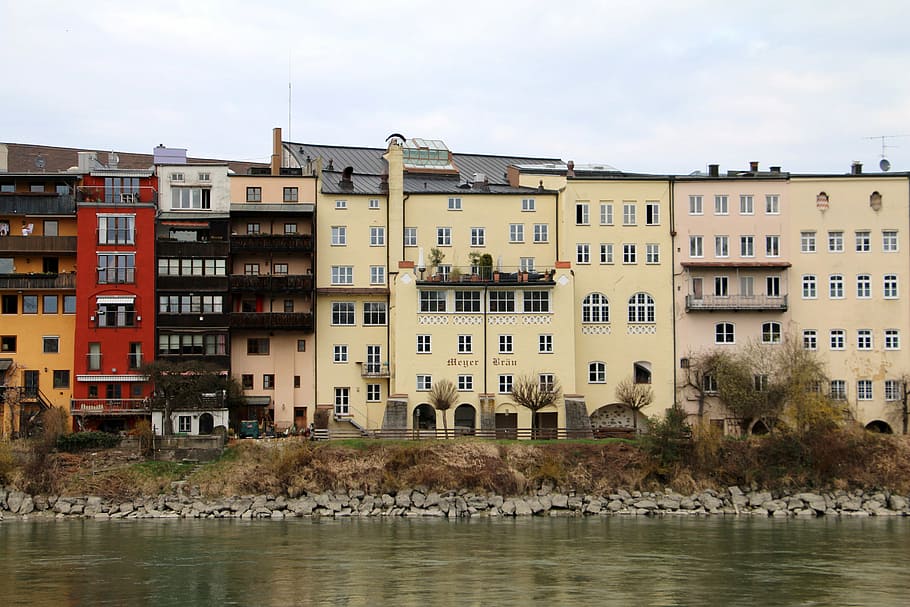wasserburg am inn, city, river, middle ages, architecture, bavaria, row of houses, built structure, building exterior, water