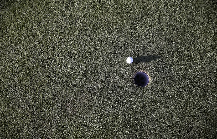 bola golf, lubang golf, waktu hari, lubang, hari, waktu, golf, eingelocht, putting-green, putt