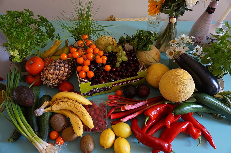 assorted, fruits, vegetables, groceries, fruit, fruit haul, vegan, soy, food, grocery