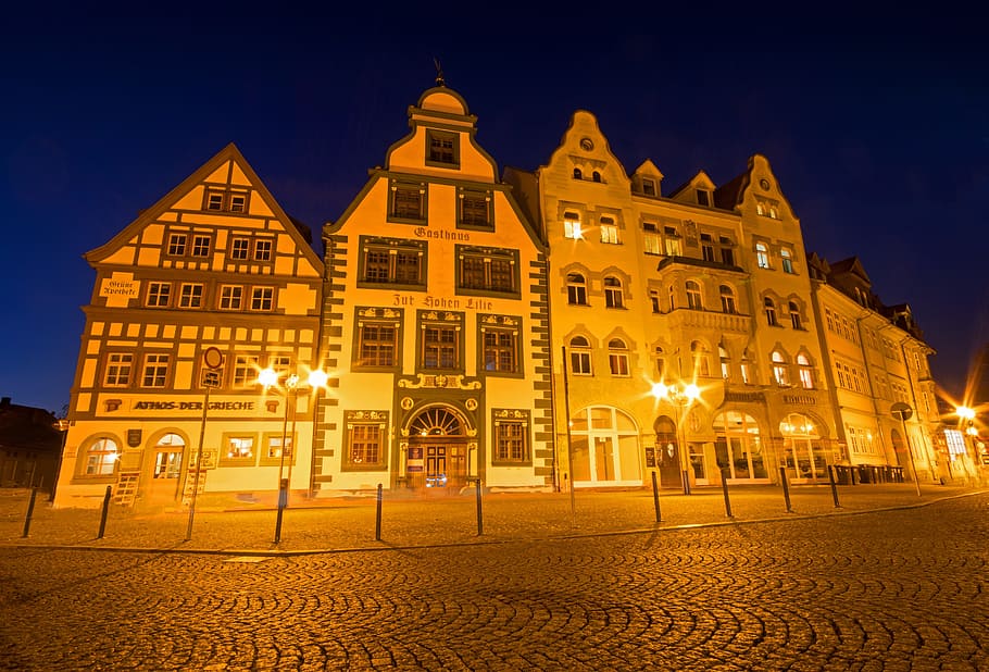Erfurt, Thuringia, Germany, thuringia germany, old town, places of interest, fachwerkhaus, truss, night, night photograph
