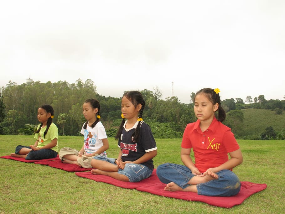 Children, Buddhists, Tailor, Seat, tailor seat, meditate, thailand, boys, girls, asian