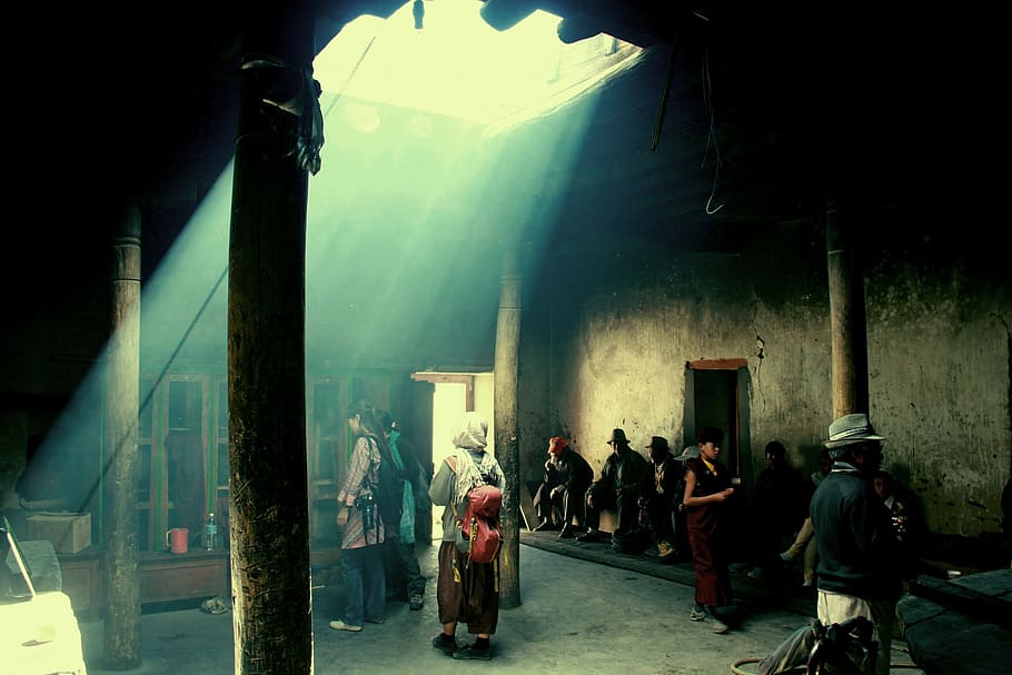 temple, ladakh, india, tibet, shrine, mystical, group of people, real people, men, architecture