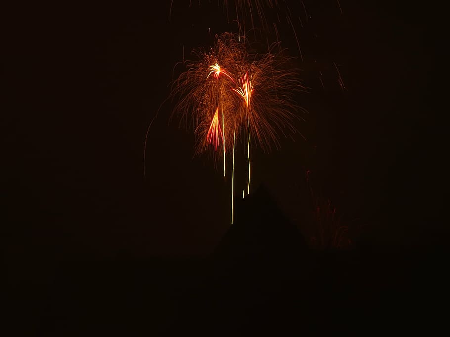 фейерверк, ракета, канун нового года, свет, красочный, день нового года, праздник, счастливый, ночь, движение