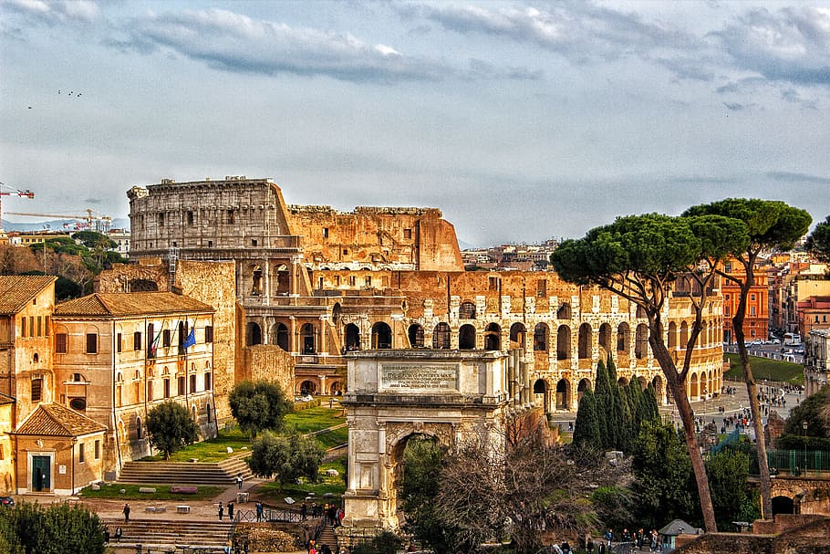 bangunan beton coklat, colosseum, roma, kota, roma coliseum, italia, roma kuno, ibukota, monumen, kuno