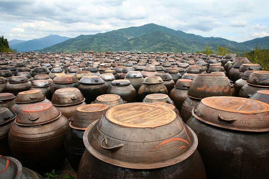chapter reading, chapter dogdae, jar, traditional, republic of korea, korea, plantation, mountain, large group of objects, stack