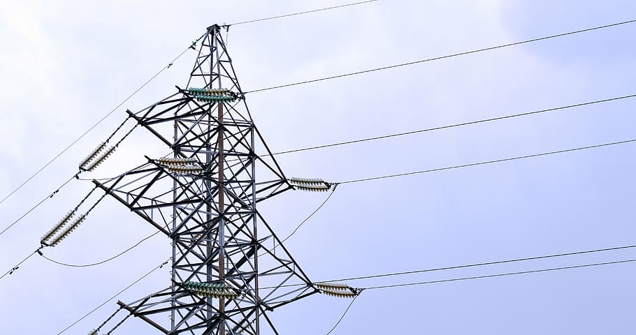 black electricity towers, electricity, pylon, power line, energy, industry, wire, industrialization, lap, transmission towers