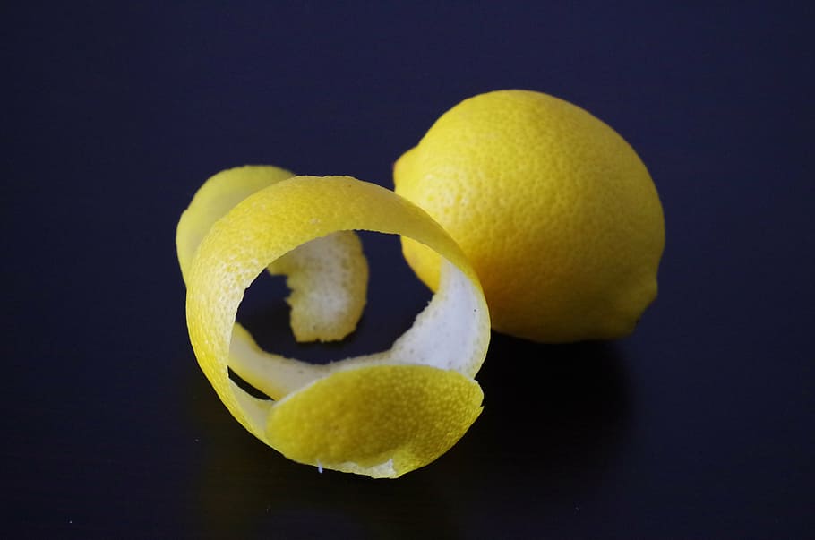 buah lemon, kulit, biru, permukaan, lemon, kulit lemon, kulit jeruk, buah jeruk, buah, makanan
