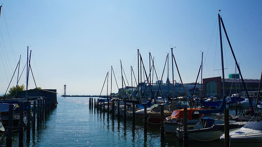 port, lake constance, friedrichshafen, water, boats, ships, observation tower, vacations, recovery, relaxation