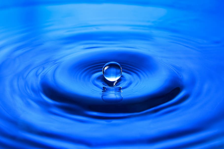 water drop, drip, gopher, wet, water, purity, wave, rippled, blue, drop
