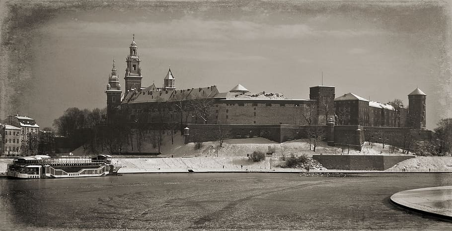 Cracovia, Wawel, castillo, invierno, monumento, Polonia, el museo, arquitectura, edificio, historia