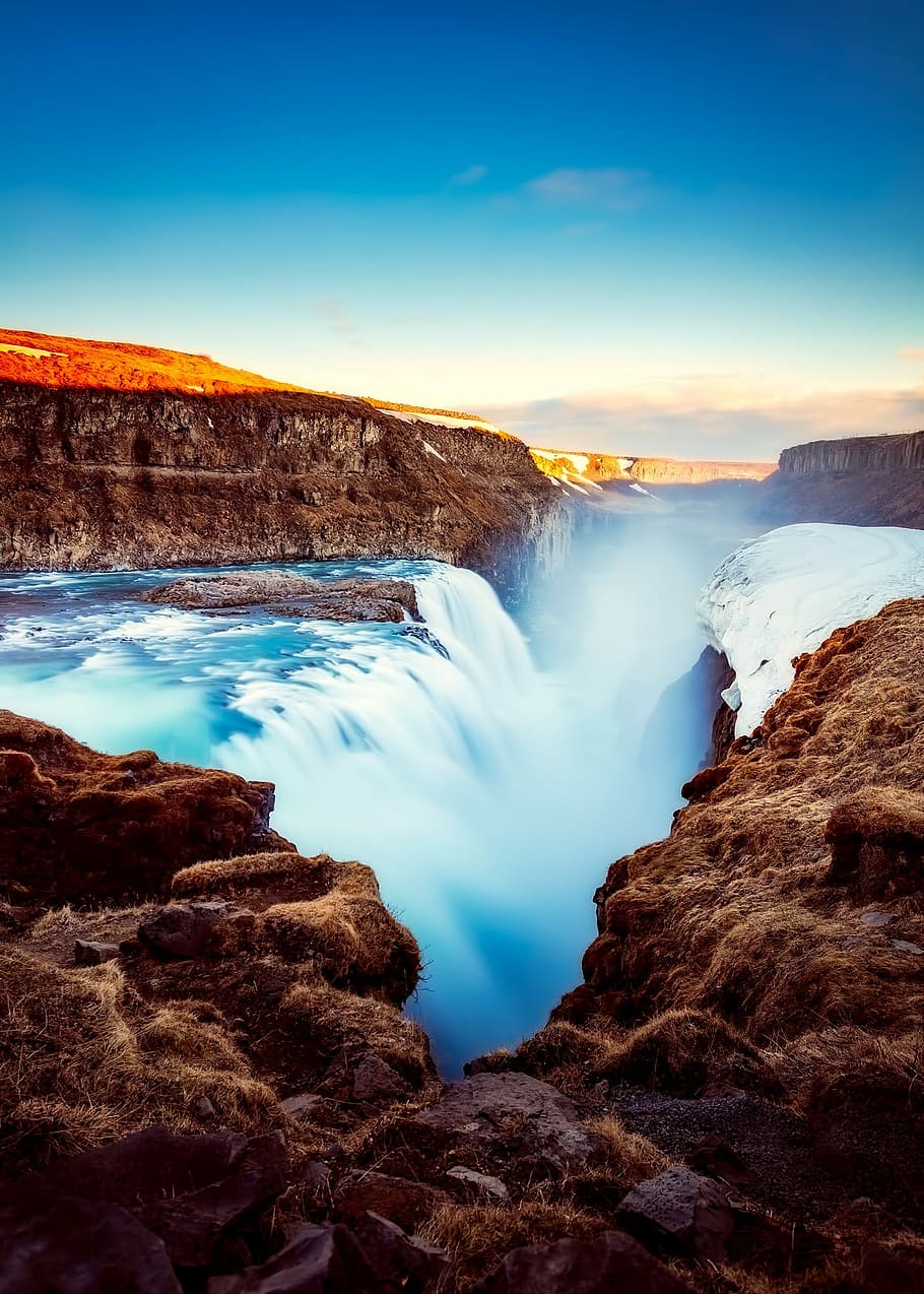 waterfalls wallpaper, Iceland, Tourism, Waterfall, River, mountains, landscape, gully, ravine, nature