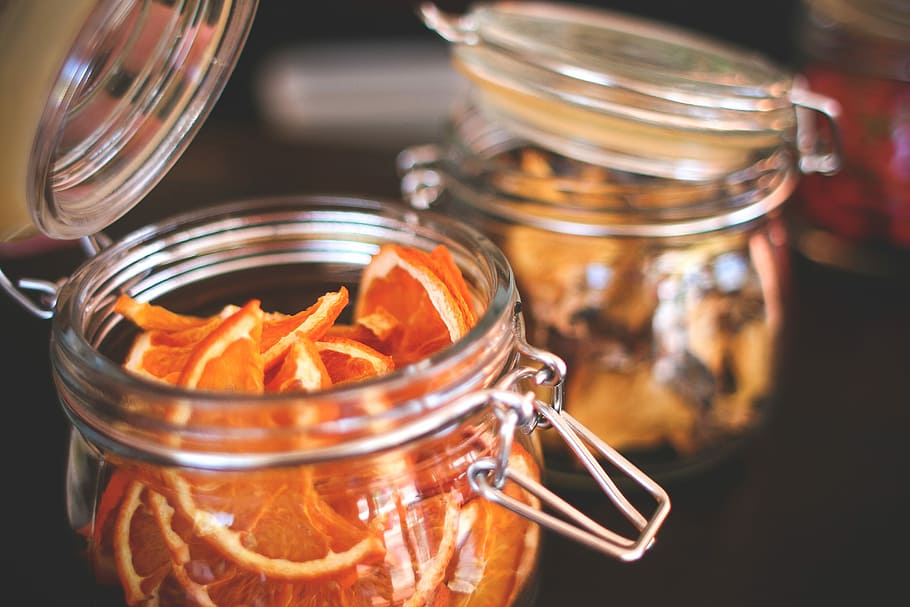 dried, Oranges, Old, Jar, food, glass, kitchen, orange, close-up, cooking