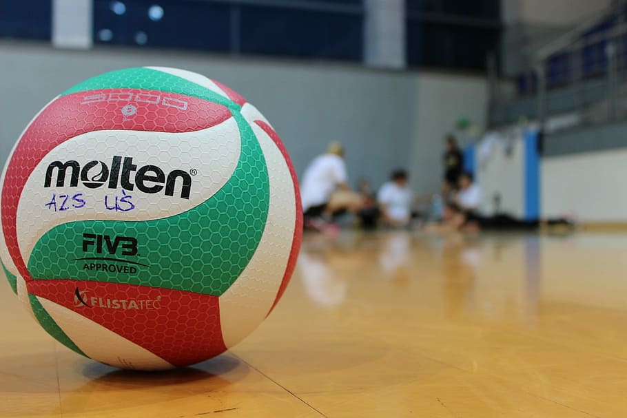 white, green, red, molten, Sport, Volleyball, Ball, the ball, focus on foreground, close-up