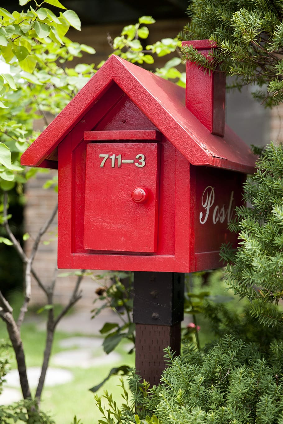 caixa de correio, notícias, casa, cartas, correio, entrega, cartão, vermelho, comunicação, plantar