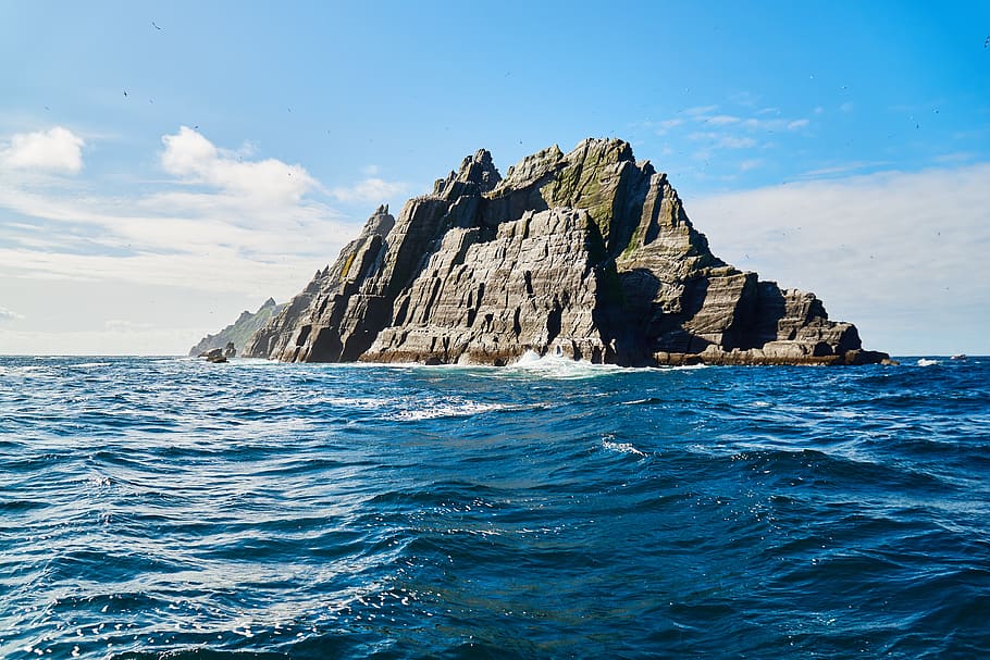 ireland, skellig, atlantic, ocean, stone, water, nature, sky, steinig, rock