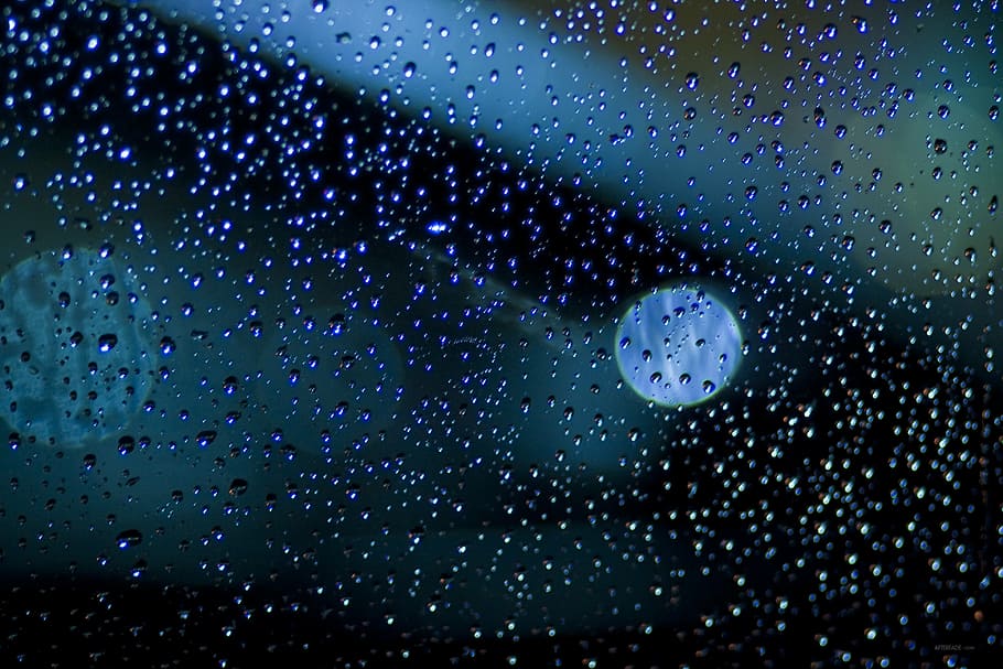 superficial, fotografía de enfoque, mojado, vidrio, oscuro, agua, lluvia, gotas, patrón, luz